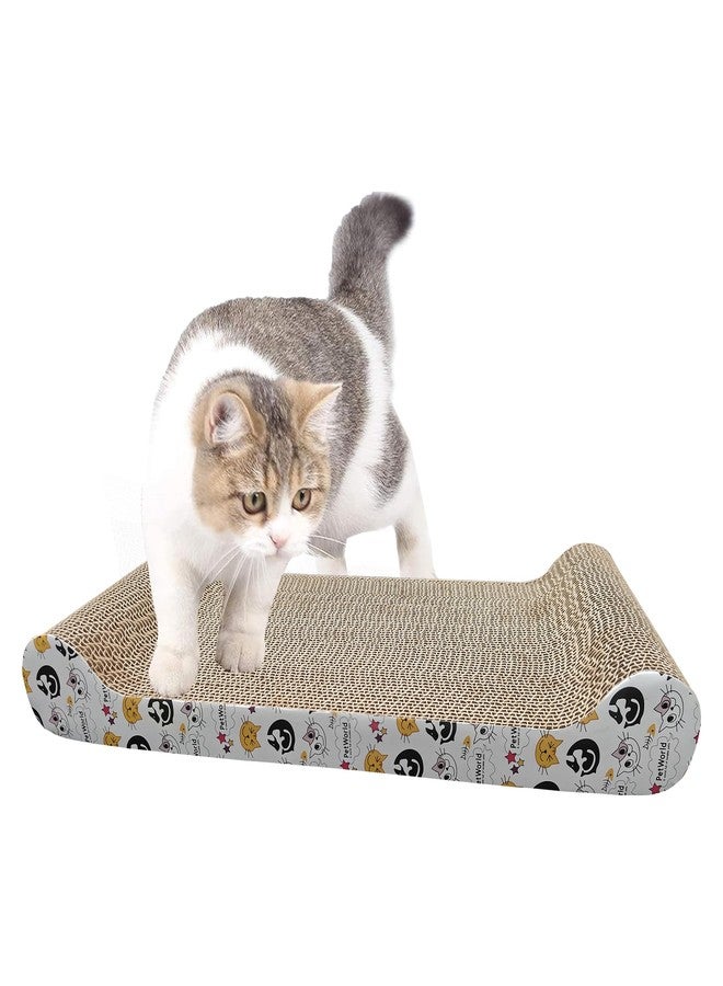 PET WORLD Wide Shallow Cat Scratcher (Large) | Extra-Wide Flat Cardboard Scratch Pad for Cats | Horizontal Lounger | Durable & Eco-Friendly - Image 1